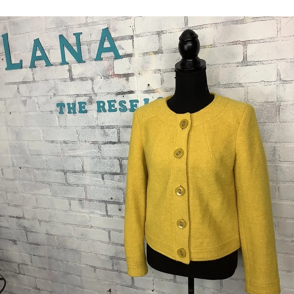 Focus 2000 Wool Blend Lined Yellow Blazer Jacket, Women's, 6P
